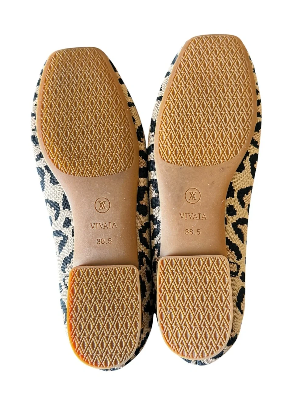 VIVAIA - Margot 2.0 Leopard Knit Square Toe Ballet Flats Sz 7.5 EU 38.5